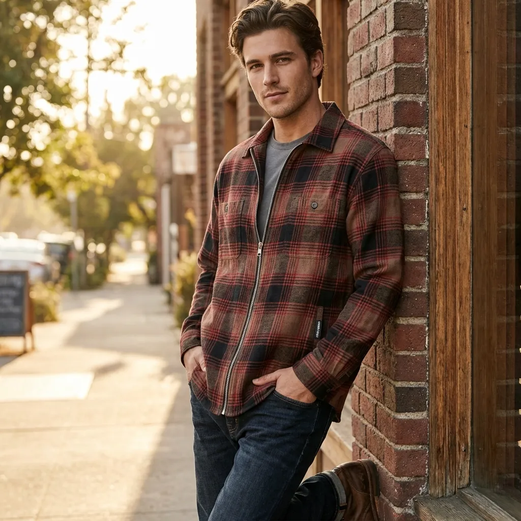 Flannel Zip-Up Shirt